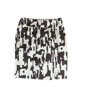 Trina Turk Cream and Brown Abstract Pencil Skirt